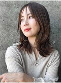 ☆ぱっつん前髪流し前髪鎖骨ミディアムボブ耳かけボブパーマ小顔