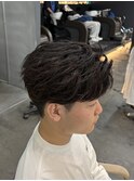 フェザーパーマ/フェザーショート/センターパート