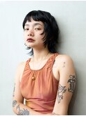レイヤーウルフボブ顔まわりレイヤーポイントパーマ癖毛カット