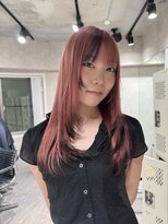 ハイプ(HYPE) ブリーチ/ダブルカラー/レイヤーロング/コーラルピンク/裾カラー