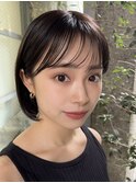 切りっぱなしボブナチュラルボブミディアム前髪縮毛矯正表参道