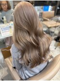 原宿ヘーゼルベージュ顔まわりレイヤーピンクベージュ