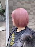 【ブリーチあり】薄めピンク×ぱっつんボブ