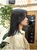 ふんわりミディアム/韓国バング/艶カラー/簡単スタイリングヘア