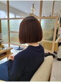 20代30代ミニボブココアブラウン小顔美肌ストレート丸み