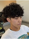 栃木メンズパーマメンズカットセンターパートメンズマッシュ緩め