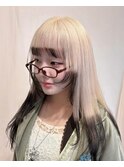 12322ホワイトブロンドニュアンスカラー袖カラーグレージュ