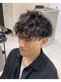 縦落ちツイストスパイラルパーマ マッシュ