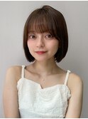 前髪 ボブ 小顔 ミルクブラウン"