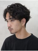 シャドウパーマルーズパーマセンターパートツーブロック刈り上げ