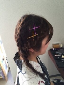 ロカット サロン(Roquat Salon) 編み込みツイン浴衣アレンジ[ヘアセット 立川/立川南 浴衣】
