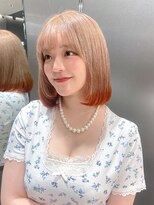 ヘア(HAIR) ベージュ×オレンジ裾カラー【原宿】