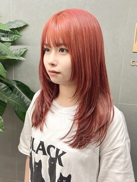 ジエクト カナウ(The Ect canow) レイヤーカット前髪ハイトーンオレンジニュアンスカラー