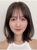 顔周りレイヤーカットくびれヘアミルクティーベージュカラー