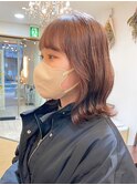 ゆるふわカール/ミディアム/透明感マロンブラウン