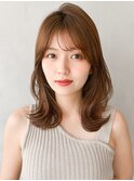 前髪うる艶髪ウェーブパーマナチュラルカールサイドバング