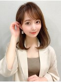 イメチェン美髪外ハネボブミディアムストレート寒色系カラー