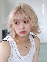 サンクマーケット 渋谷(cinq MARKET) 渋谷ブリーチカラータッセルボブ顔周りレイヤー切りっぱなしボブ