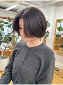 大人女性20代30代40代小顔◎ショートボブ　うる艶ブラウン