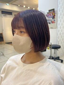 フレア(FLAiR) 10代20代内巻きミニボブピンクバイオレットスタイル