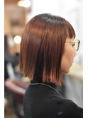 切りっぱなしボブ／コーラルカラー／髪質改善ヘアエステ