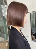 ミニボブ斜めバング/グレージュカラー/デザインカラー