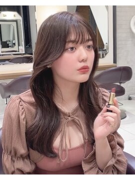 ワン バイ ジエクト(One by The Ect) 【レイヤーロング】似合わせカットフルバングピンクブラウン