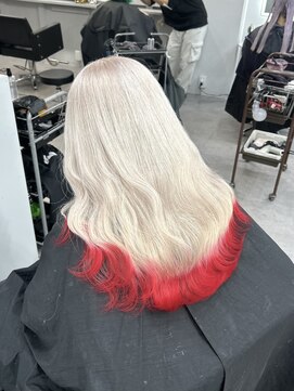 シェイロ(Cielro) 【ホワイト×裾レッド/デザインカラー/ブリーチ】SAKI