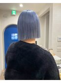ブルーグレー×切りっぱなしボブ【四日市】