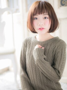 モッズ ヘア 福岡姪浜店(mod's hair) mod's姪浜/ワイドバングアプリコットオレンジ小顔Aラインボブi