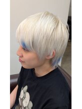 シャトン 中崎(chaton) ホワイトブリーチ+ブルーハイライト+カット