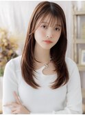 ミルクティーカラー顔回りレイヤーストレートa大宮20代30代40代
