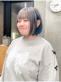 インナーカラーブルーカラー青シルバー白ボブデザインカラー
