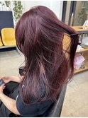【天神.大名.今泉】ブリーチなしダブルカラーチェリーレッド