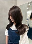 15366黒髪グレージュ髪質改善レイヤーワンカール韓国ストレート