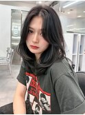 ロングおくれ毛韓国ヘア顔周りレイヤー_F20809