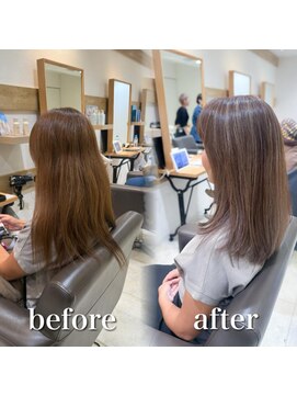 ミラバイケンジ 藤沢(Mira by KENJE) 白髪ぼかし細めハイライト30代40代50代セミディ