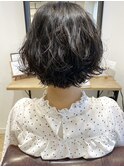 【三ツ井純】丸みショートボブ コテ巻き風パーマ モテ髪10代20代