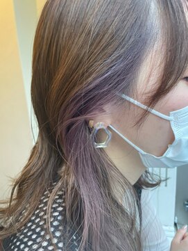 エンレイ(enRei) 外国人風ミルクティーインナーカラーホワイトパープル耳かけ小顔