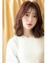 カバーヘア イヴ 戸頭店(COVER HAIR EVE) 美髪ミルクティーピンクくせ毛風こなれミディY戸頭20代30代40代