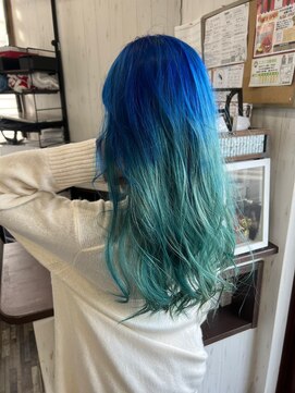ヘアー リードレス(hair Re:dress) 派手髪個性派グラデ―ションカラー♪ブルー×ミント寒色カラー