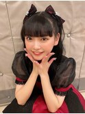 ハーフツインテール黒髪アイドル前髪編み込みカチューシャ