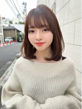 レイリー 原宿 表参道(Rayreee) 可愛い前髪小顔顔まわりカットミディアムレイヤーボブ