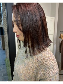 シンエノム(Shin enom) 切りっぱなしボブ/ニュアンスカラー/ピンクブラウン