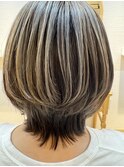 【バレイヤージュカラー】前下がりウルフレイヤー