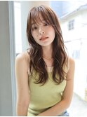 斜めバング/抜け感/ウェットヘア/くびれヘア/セミディ/鎌倉