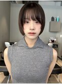 前髪ボブヘア内巻き丸みボブイメチェン顔まわりレイヤー髪質改善