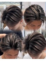 ステラ(STELLA) メンズ/バレイヤージュ/センターパート/ブリーチ&ダブルカラー