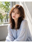 ロングレイヤー×ライトブラウン×小顔
