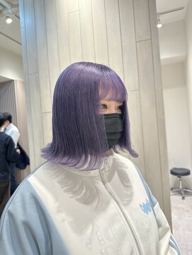 シンシェアサロン 原宿店(Qin shaire salon) ハイトーンボブ 外ハネボブ パープルカラー